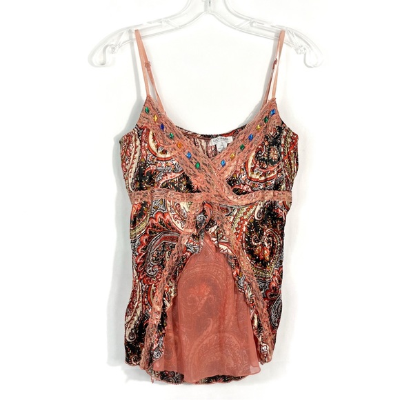 Lucy & Paris Tops - Vintage Y2K Lucy & Paris Silk & Lace Layered Colorful Rhinestone Tank Top Large
